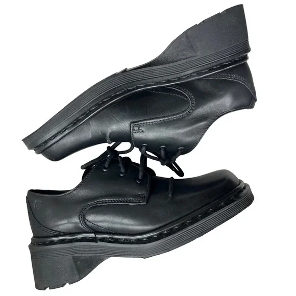 Dr Martens Black Leather Air Cushioned Sole Oxford Shoes Size 5 Chunky Y2K - Picture 1 of 12